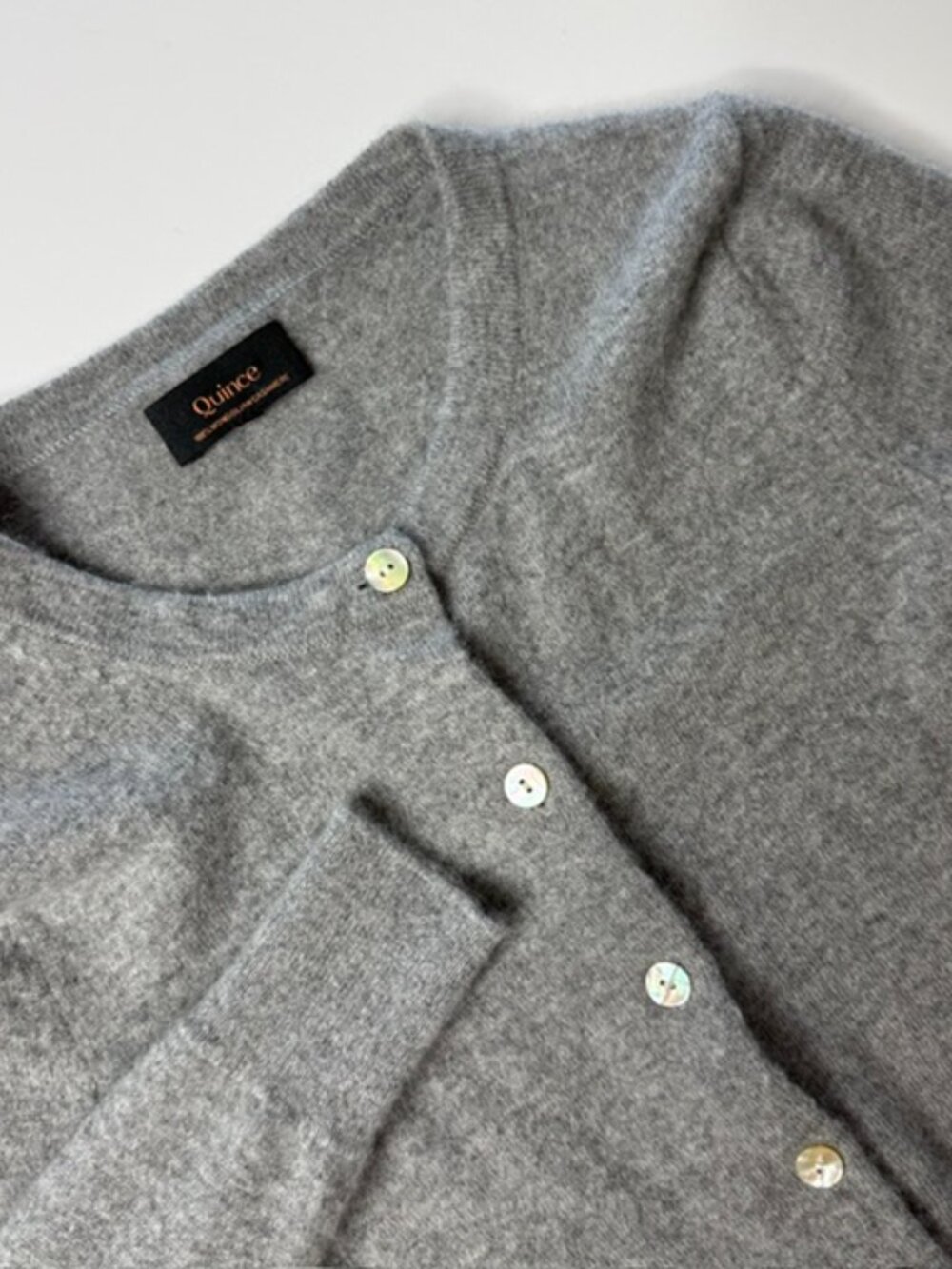 Cardigan Sweater Quince Mongolian Cashmere XS Heather Grey Soft Cozy Business